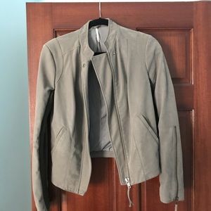Free People light grey leather/suede jacket